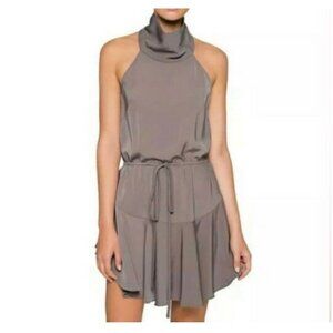 Shona Joy High Neck Drawstring Mini Dress Olive us 4